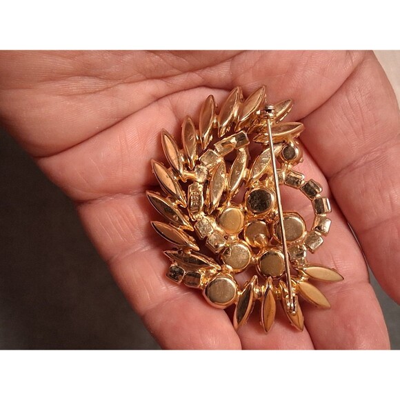 Vintage Weiss Champagne & Pink AB Rhinestone Brooch - Picture 6 of 8